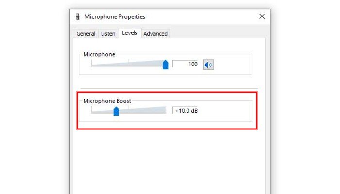 Усиление микрофона Win10