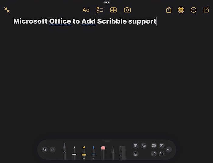 Microsoft Office Scribble Заметки для Ipados