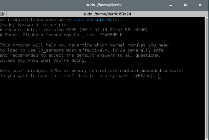 Sensors-detect задает вам вопросы о том, что вы хотите контролировать.
