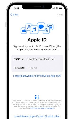 Переместить данные. Новый Iphone. Быстрый запуск Appleid.