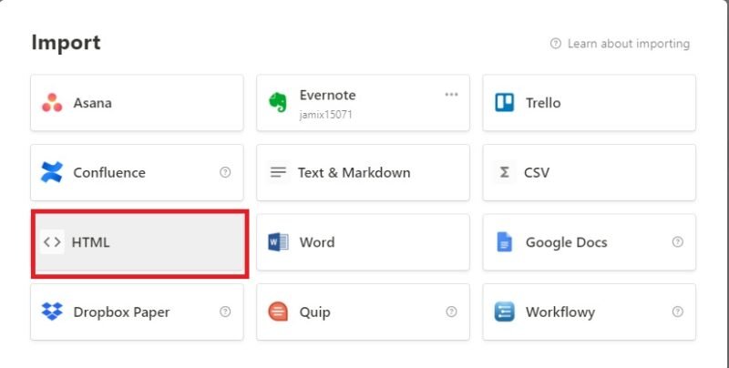 Переход от Evernote к импорту HTML Notion
