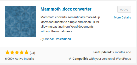 установка ms-word-to-wordpress-mammoth