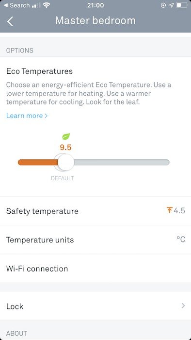 Вы можете изменить настройки эко-температуры в приложении Nest.