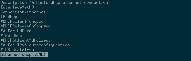 Пример Netctl Ethernet