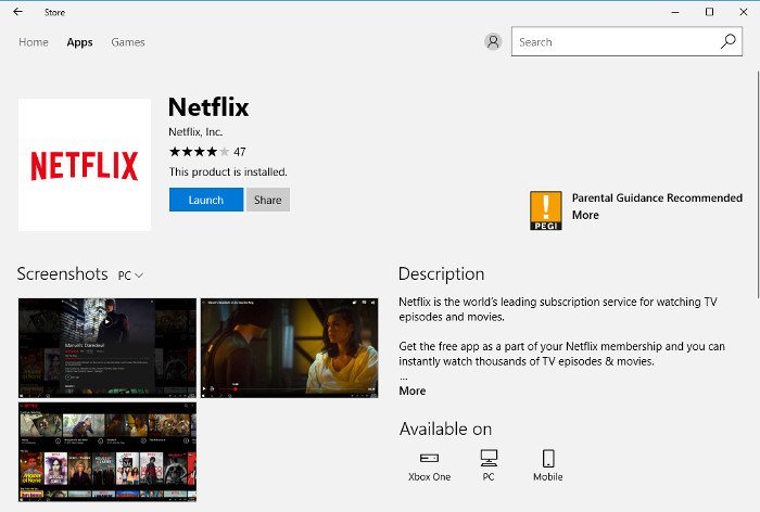 Магазин Netflix-Windows