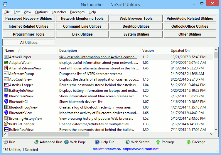 NirLauncher для утилит NirSoft.