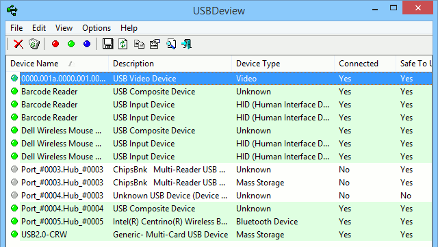 USBDeView перечисляет все USB-устройства, которые в данный момент подключены к вашему компьютеру.