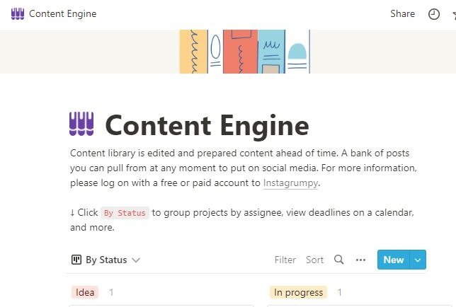 Организация контента с помощью Content Engine, одного из лучших бесплатных шаблонов Notion.