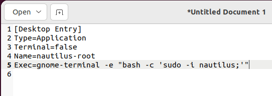 Открытие файлов Root Ubuntu 08 Desktop File Exec