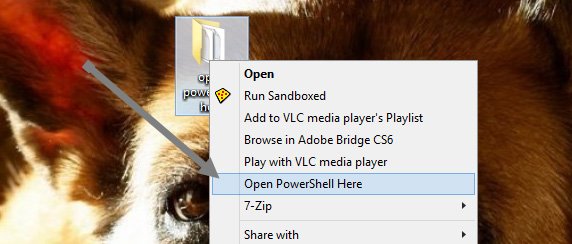 опция open-powershell-здесь-щелчок правой кнопкой мыши