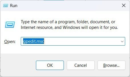 Открытие редактора групповой политики в Windows.