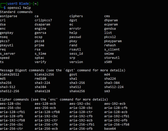 Команда справки Openssl 1