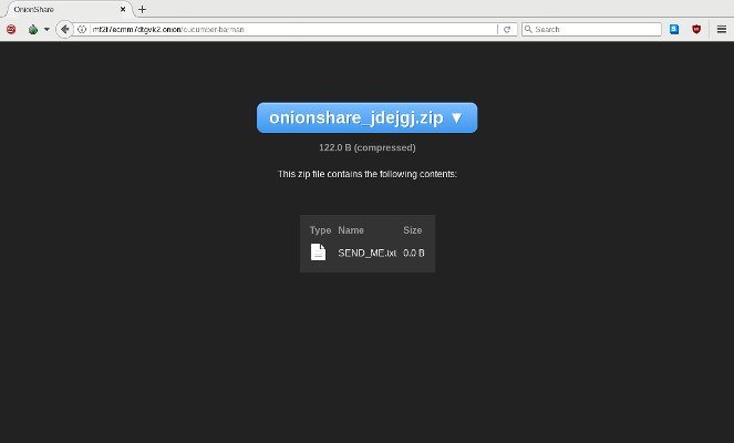 Получите файл с Onionshare