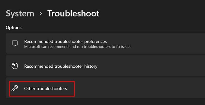 Нажмите на опцию «Другое средство устранения неполадок».