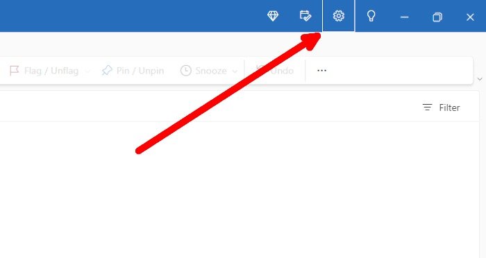 Значок шестеренки в новом Outlook для Windows.