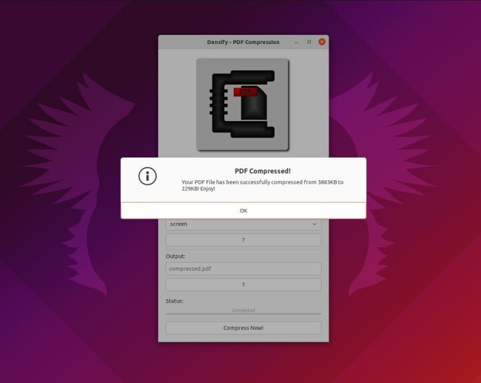 Сжатие выходного PDF-файла Densify Linux