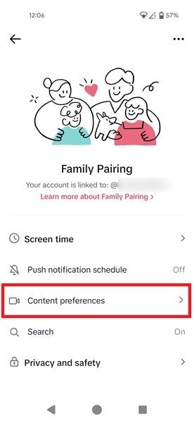 Доступные параметры детской учетной записи находятся в разделе «Настройки контента» в приложении TikTok.