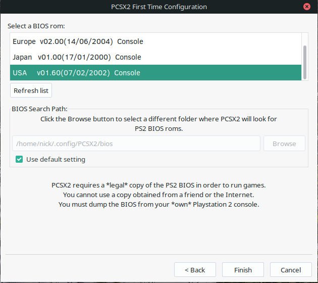 PCSX2 Выбор BIOS