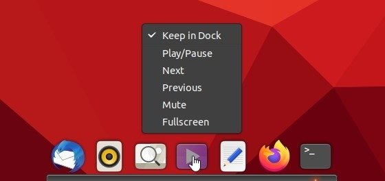 Док-станция Plank в Ubuntu Щелкните правой кнопкой мыши Media