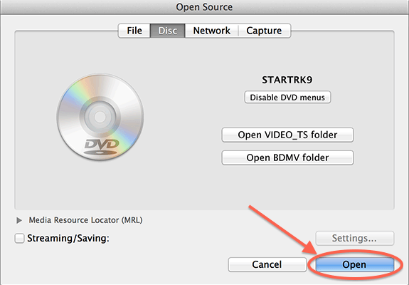 Воспроизведение Blu-Ray Macos Vlc Open Disc