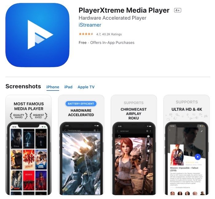 Воспроизведение WMV-файлов Ios Player Xtreme