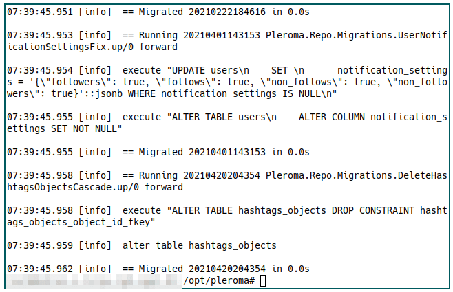 Pleroma Server 30 Миграция базы данных