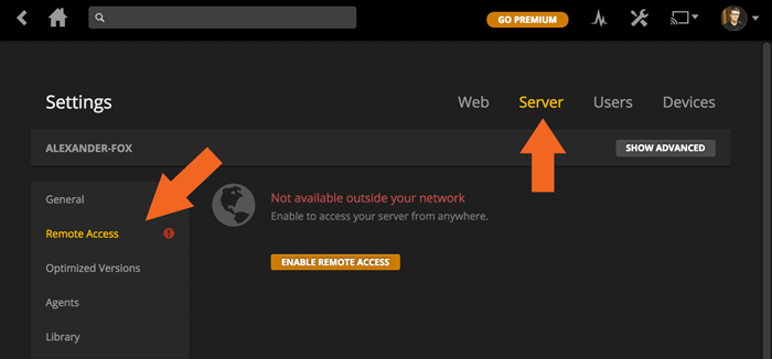 plex-server-удаленный доступ-off