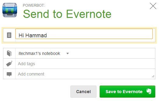 powerbot-отправить в Evernote