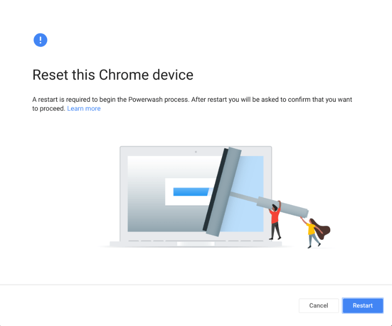 Сброс Chromebook Powerwash при входе в систему