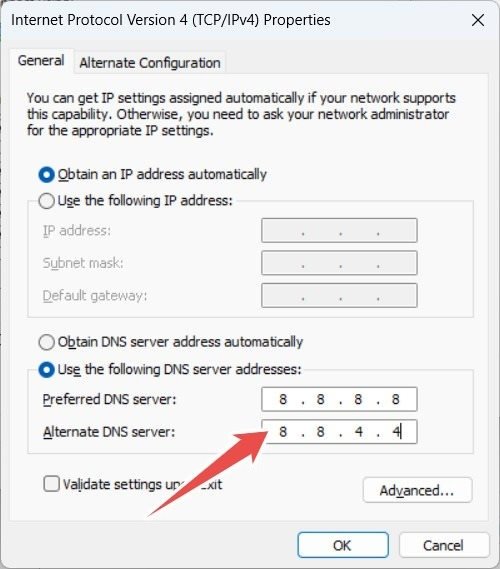 Установка альтернативного DNS на 8844