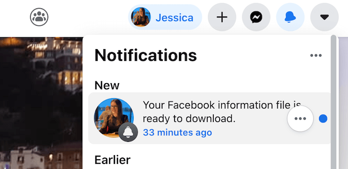 Вы получите уведомление Facebook, когда ваши данные будут готовы к загрузке.