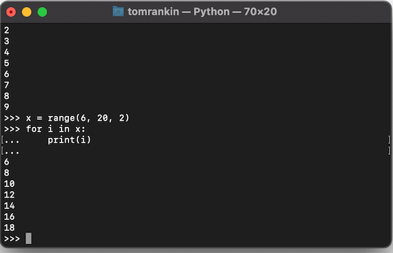 Четные числа диапазона Python