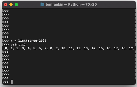 Список диапазонов Python