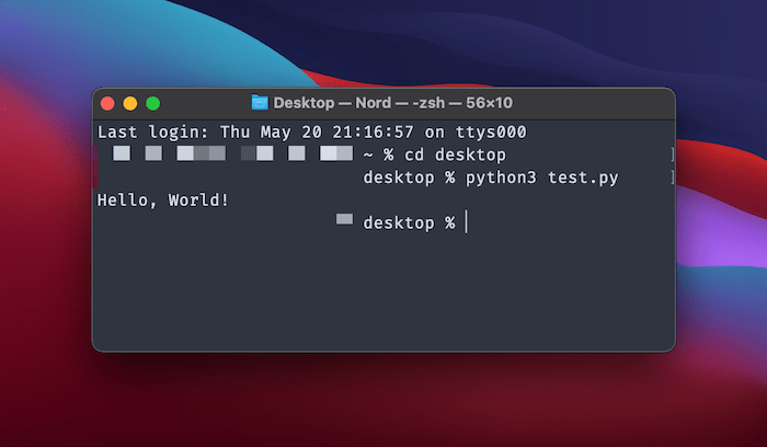 Запуск сценария Python на macOS из терминала.
