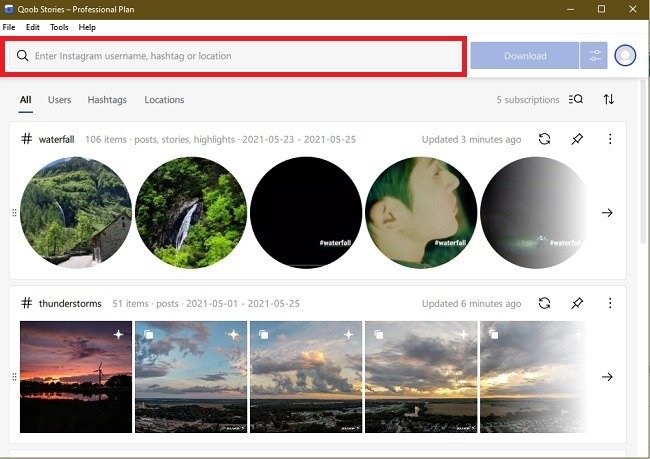 Qoob Stories Обзор Instagram Downloader Поиск