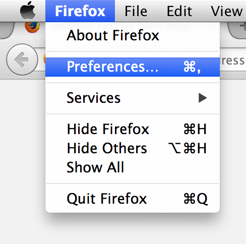 Перейдите на панель настроек Firefox.