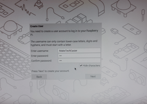 Мастер установки Raspberry Pi Desktop Настройка учетной записи пользователя