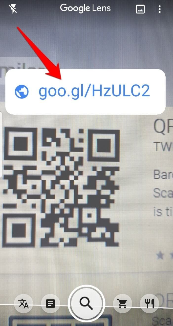 Чтение Qr-кода Android Google Lens отсканировано