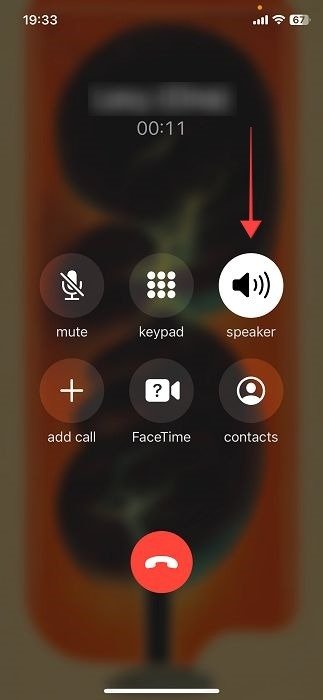 Переключение на громкую связь на iOS.