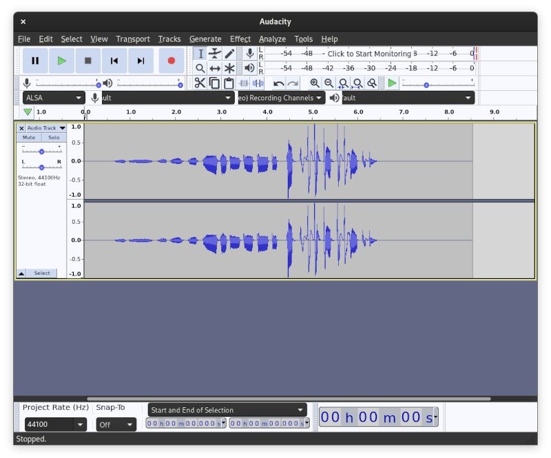 Запись звука Linux Audacity Mic Record