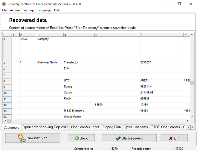 панель инструментов восстановления для Excel-3