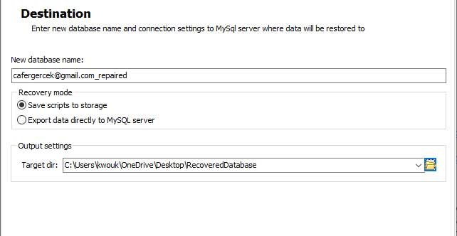 Recovery Toolbox For Mysql Review Выберите место назначения для восстановленных данных