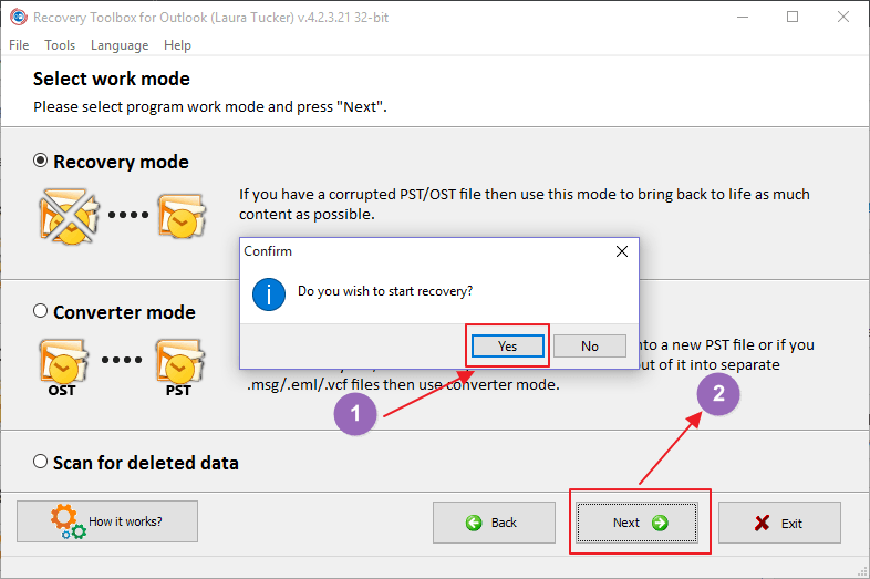 панель инструментов восстановления для Outlook-4