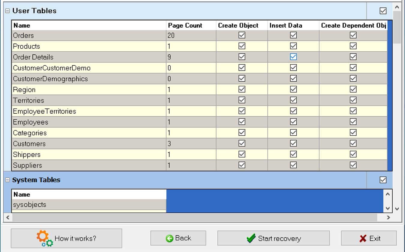 Recovery Toolbox For Sql Review Выберите данные для восстановления