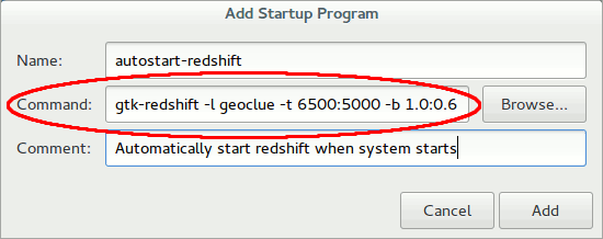 Вставьте команду для запуска Redshift.