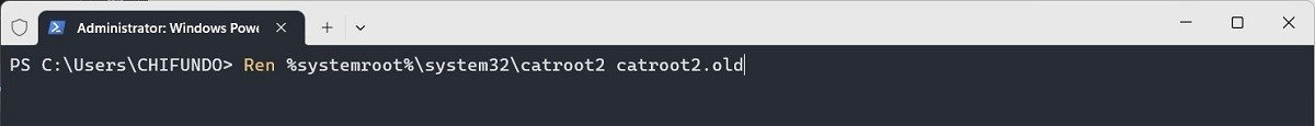 Переименование папки catroot2 через PowerShell.
