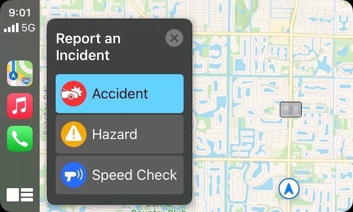 Сообщить об инциденте Apple Maps Carplay