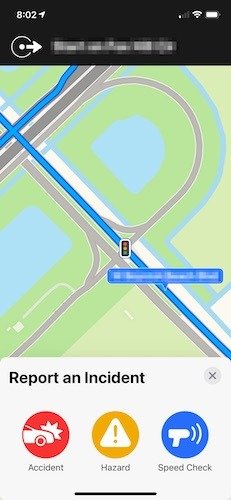 Сообщить об инцидентах Apple Maps Навигация по инцидентам