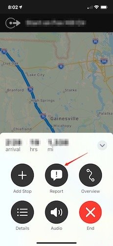 Сообщить об инцидентах Apple Maps Навигация по отчетам