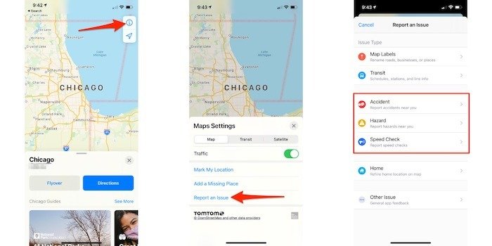 Отчеты об инцидентах Apple Maps